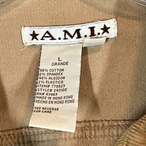 Vintage AMI Corduroy Tan Trucker Jacket Shacket Large - Picture 6 of 8